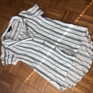 Stripe Collared High Low Button Top
